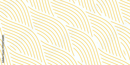 Geometric spaghetti pattern. Background with yellow paste elements on white. Asian kitchen design.