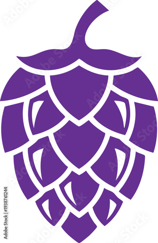 Purple hop cone isolated on white background for brewing and agriculture simple