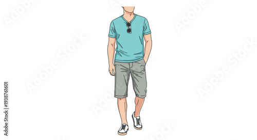 Man in Casual Summer Outfit Walking
