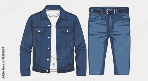 Denim Jacket and Jeans Illustration