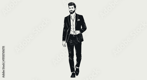 Confident Businessman Walking in Formal Suit