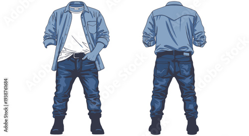 3D Character Model Front and Back View