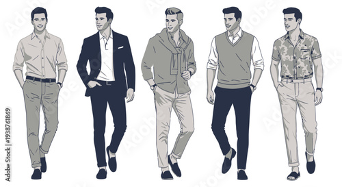 Illustrations of Men in Various Outfits