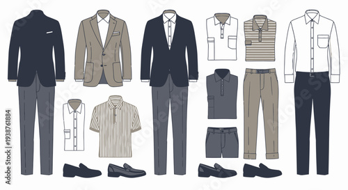 Men s Formal and Casual Outfit Illustrations Set
