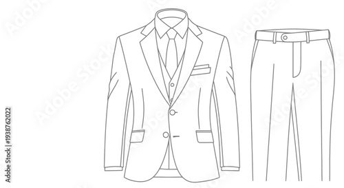Formal Suit Illustration for Business and Wedding