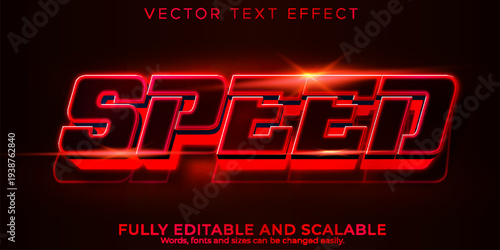 A premium red vector text effect with editable and scalable SPEED text style