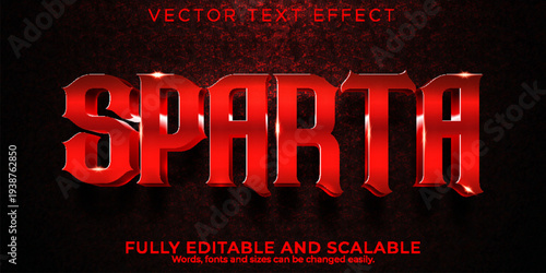 A premium vector text effect with a fully editable and scalable Sparta theme in red color