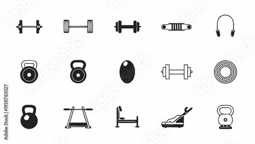 Variety of fitness equipment for exercise and workout routines
