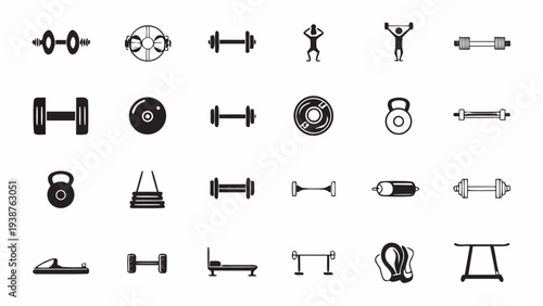Variety of gym equipment and weights for fitness and exercise