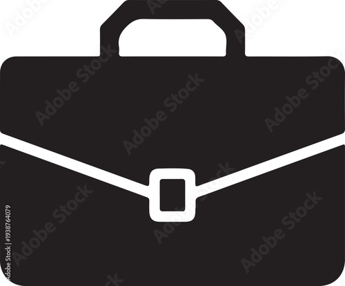 Briefcase vector icon black color. business bag with handle isolated background
