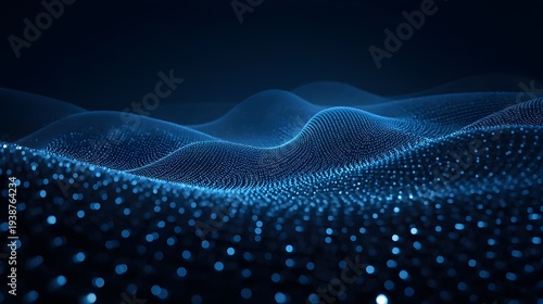 Luminous Dot Matrix Paths and Dynamic Depth Perspective on Dark Gradient are features of this futuristic big data visualization. Vector illustration.