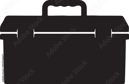 Industrial heavy duty plastic tool box silhouette vector icon set