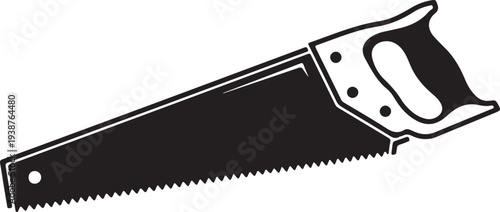 Professional wood hand saw isolated vector silhouette illustration