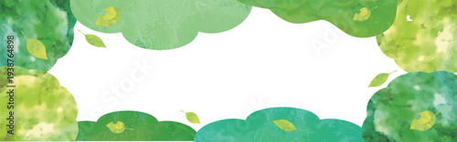 Watercolor Style Fresh Green Forest Frame Illustration. Vector Background for Nature and Ecology