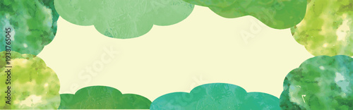 Watercolor Style Fresh Green Forest Frame Illustration. Vector Background for Nature and Ecology