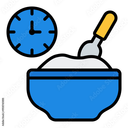 Lunch time Filled Line Icon. Kids meal break symbol. Preschool routine and daycare Filled Line Icon