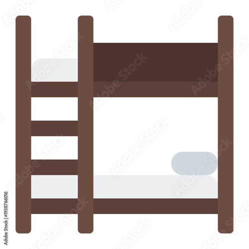 Bunk bed Flat Icon. Kids sleeping bed symbol. Nursery furniture and daycare Flat Icon