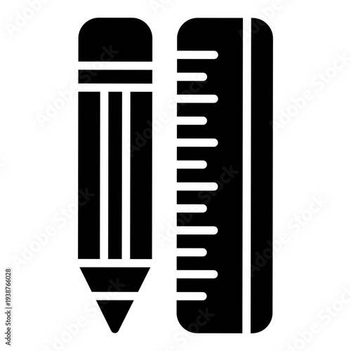 Ruler Glyph Icon. Kids measuring tool symbol. Preschool learning and daycare Glyph Icon