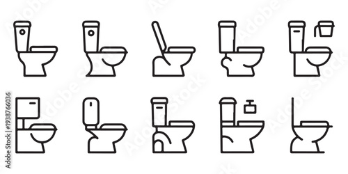 Set of toilet icons line style for toilet sign. washroom bowl vector icon. bathroom ceramic toilet
