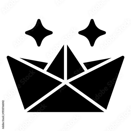 Origami Glyph Icon. Paper craft symbol. Kids creativity and daycare activity Glyph Icon