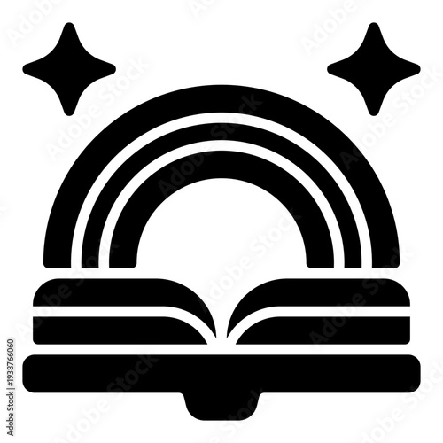 Fairy tale Glyph Icon. Storytelling book symbol. Kids reading and daycare learning Glyph Icon