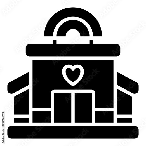 Daycare Glyph Icon. Child care center symbol. Kindergarten and nursery service Glyph Icon