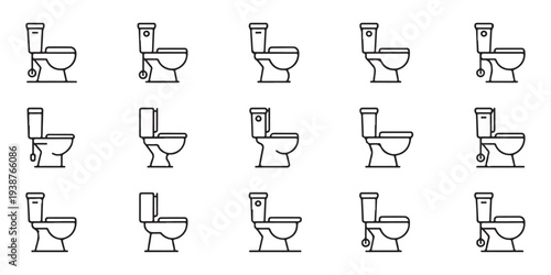Set of toilet icons line style for toilet sign. washroom bowl vector icon. bathroom ceramic toilet