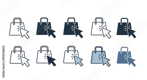 Collection of Handbags and Computer Mouse Cursors in Various Colors