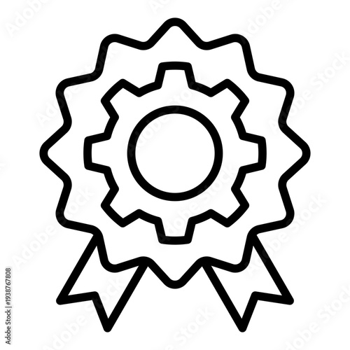 Badge Line icon. Worker achievement symbol. Labour day recognition and award Line icon