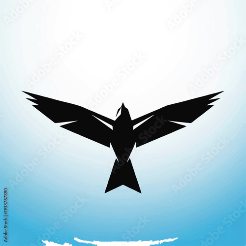 Black Bird Silhouette in Flight Position.