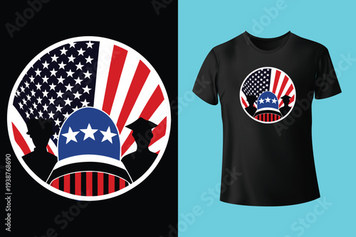 All American mom - Happy Independence Day, design illustration. Good for advertising, poster, announcement, invitation, party, T shirt print , poster, banner.