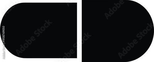 Minimal vector silhouette, pill capsule medicine icon in side view, clean bold black shape, pharmaceutical concept, solid black, isolated on white background.