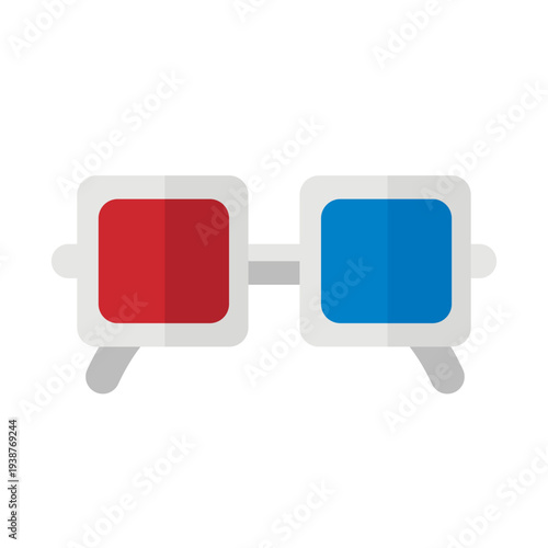 Illustration of 3D glasses with red and blue lenses viewed from the front