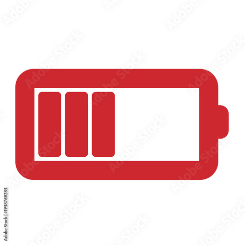 Battery icon illustration showing partial charge level with three bars and ample capacity remaining, symbolizing power and energy storage.