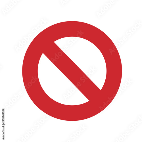 Red prohibition symbol on white background illustrating a clear sign