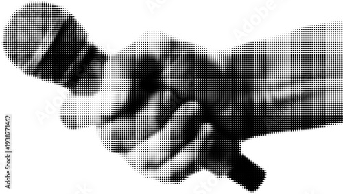 Captivating Performance Grip: A close-up shot captures a hand firmly gripping a microphone, poised for an engaging performance, ready to captivate an audience with voice.