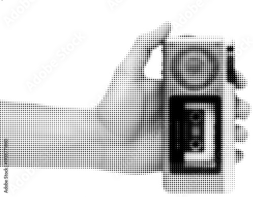 Retro Music Device: A hand tenderly cradles a classic cassette player, a symbol of a bygone era. A stark, captivating black and white composition captures the allure of analog music technology.