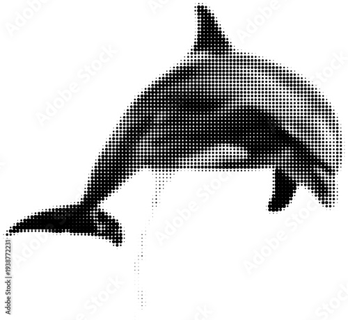 Playful Dolphin's Dance: A monochrome illustration of a dolphin leaping gracefully, capturing the spirit of the ocean's most beloved creatures. 