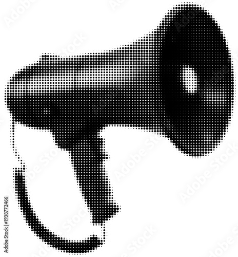 Megaphone's Echo: A classic black megaphone, standing in monochrome, ready to amplify any message