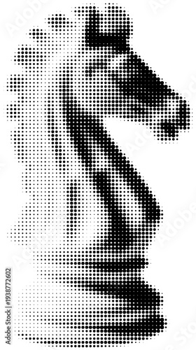 Chess Knight: The iconic chess knight, a symbol of strategy and intellect, stands in stark monochrome, inviting players to ponder their next move.