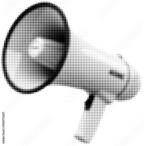 Amplified Message: A close-up, high-contrast image of a megaphone, rendered in a striking dot pattern, suggesting a powerful voice ready to be heard.