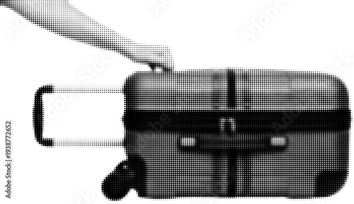 Ready for the Journey: An arm grasps the handle of a suitcase, signaling the start of a trip. This monochrome shot speaks of exploration and the anticipation of travel.