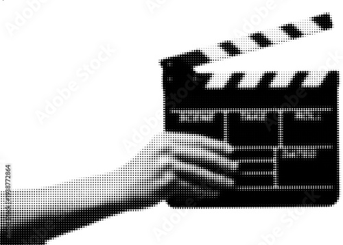 The Director's Slate: A hand firmly grips a classic film slate, ready to capture the next cinematic moment, representing the art of filmmaking and the magic of storytelling.