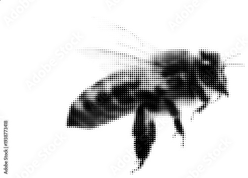 Buzzing Delight: A halftone representation of a honeybee captures the essence of flight and the industrious nature of these vital pollinators. 