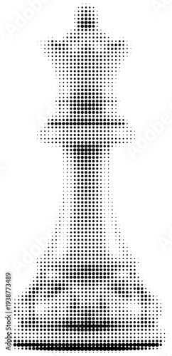 Queen Piece in Dot Pattern: A sophisticated image of a chess queen rendered in a stylish halftone dot pattern, evokes the intricate strategy and power within the game.