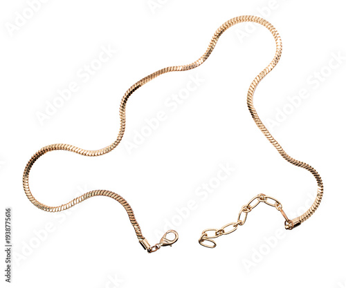 A gold chain isolated on a transparent background PNG 