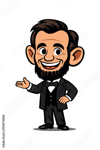Abraham Lincoln Caricature Ultra Flat Vector Historical Character