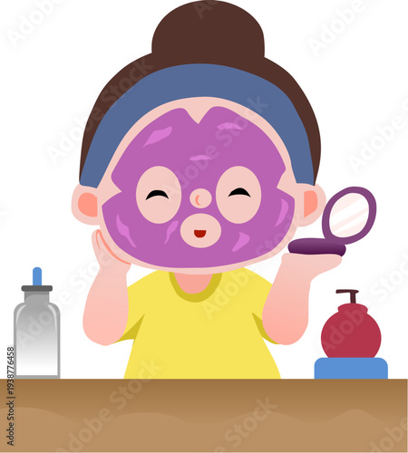 skincare girl with serum and mask
