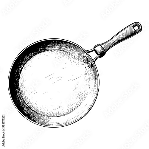Adobe Stock Hand-Drawn Illustration of a Frying Pan, a Common Kitchen Utensil, Perfect for Culinary Content