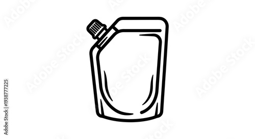 Minimalist Flexible Spouted Pouch Packaging Outline Icon for Liquid Product Design Concepts